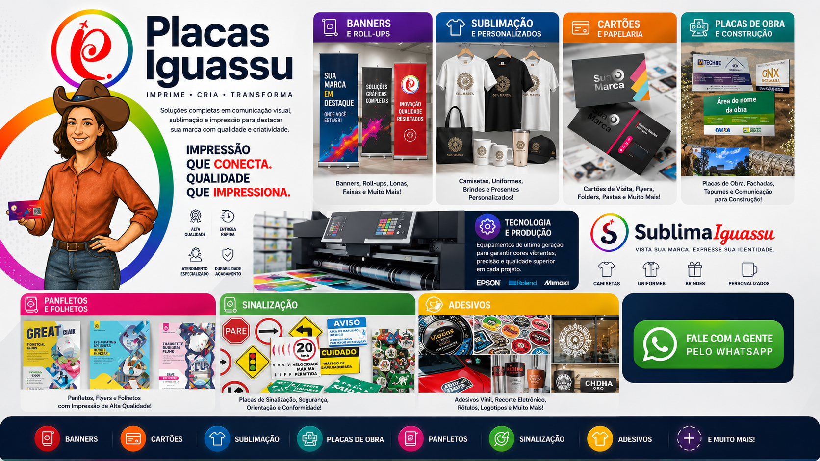Placas Iguassu: banners, cartões, sublimação, placas de obra, panfletos, sinalização e adesivos