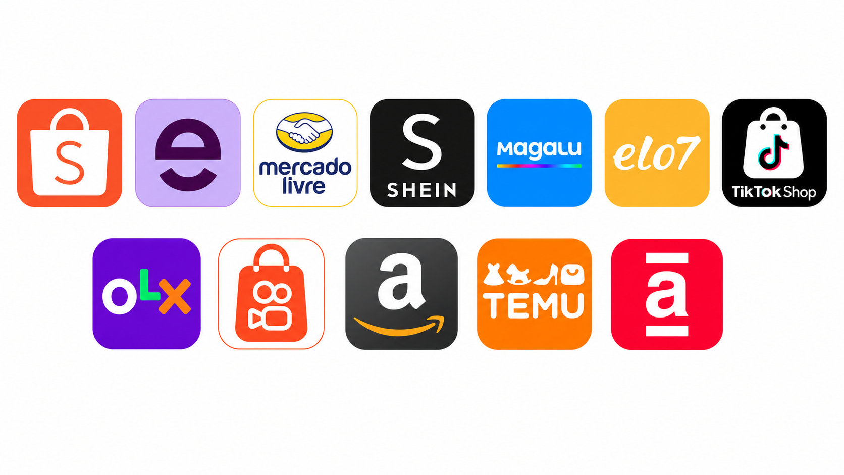 Logos de marketplaces e e-commerces atendidos por transportadoras parceiras